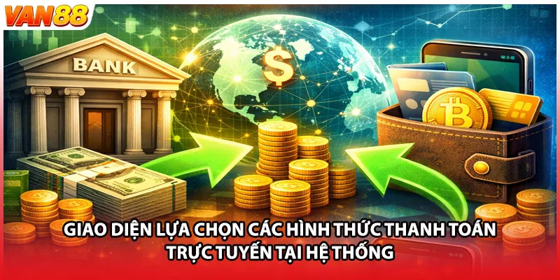 Giao diện lựa chọn các hình thức thanh toán trực tuyến tại hệ thống