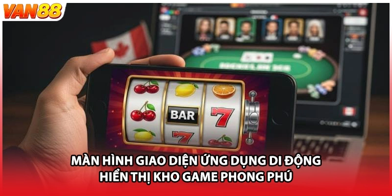 Màn hình giao diện ứng dụng di động hiển thị kho game phong phú